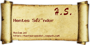 Hentes Sándor névjegykártya